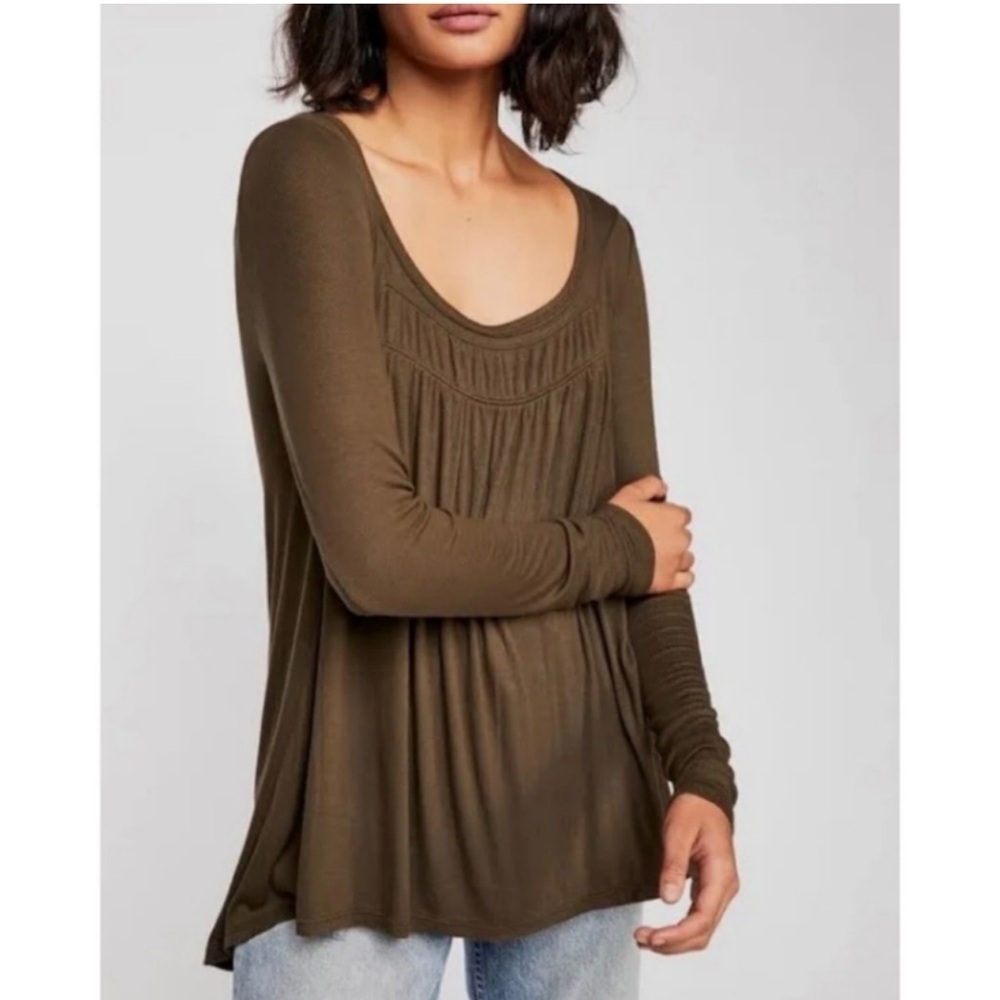 We the free / free people olive green rayon babydoll top blouse